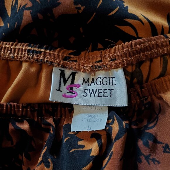 Maggie Sweet Midi length skirt 1X black, brown and gold. - Picture 2 of 4